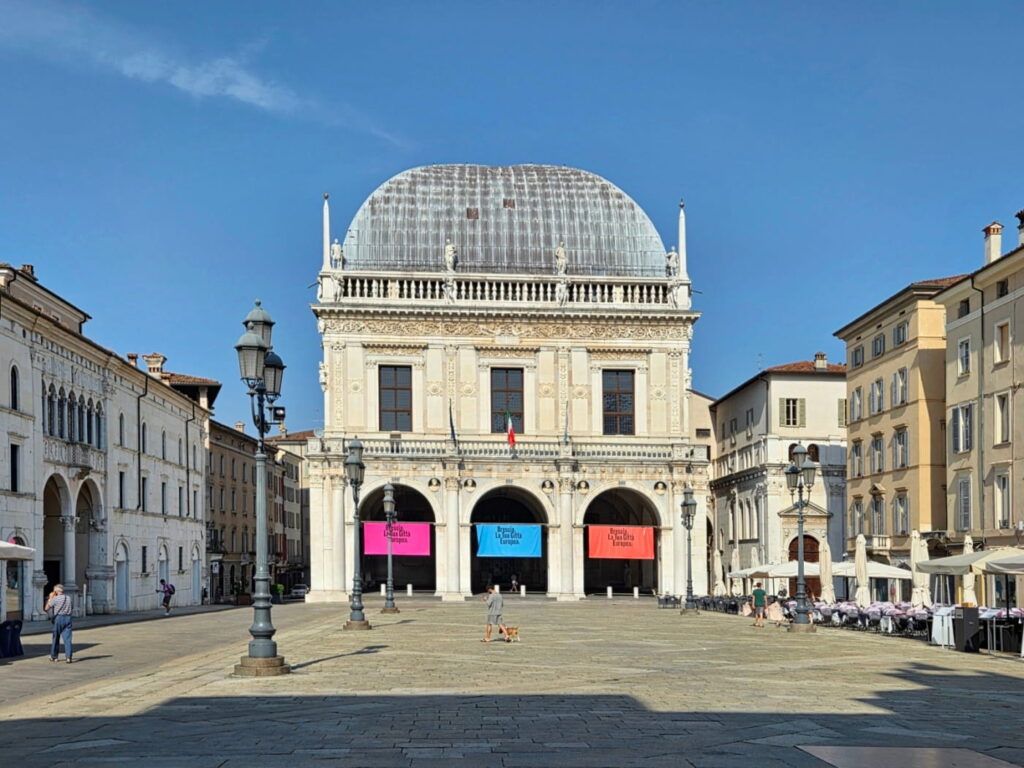 Piazza della Loggia square with Renaissance palace in Brescia, Lombardy, Italy